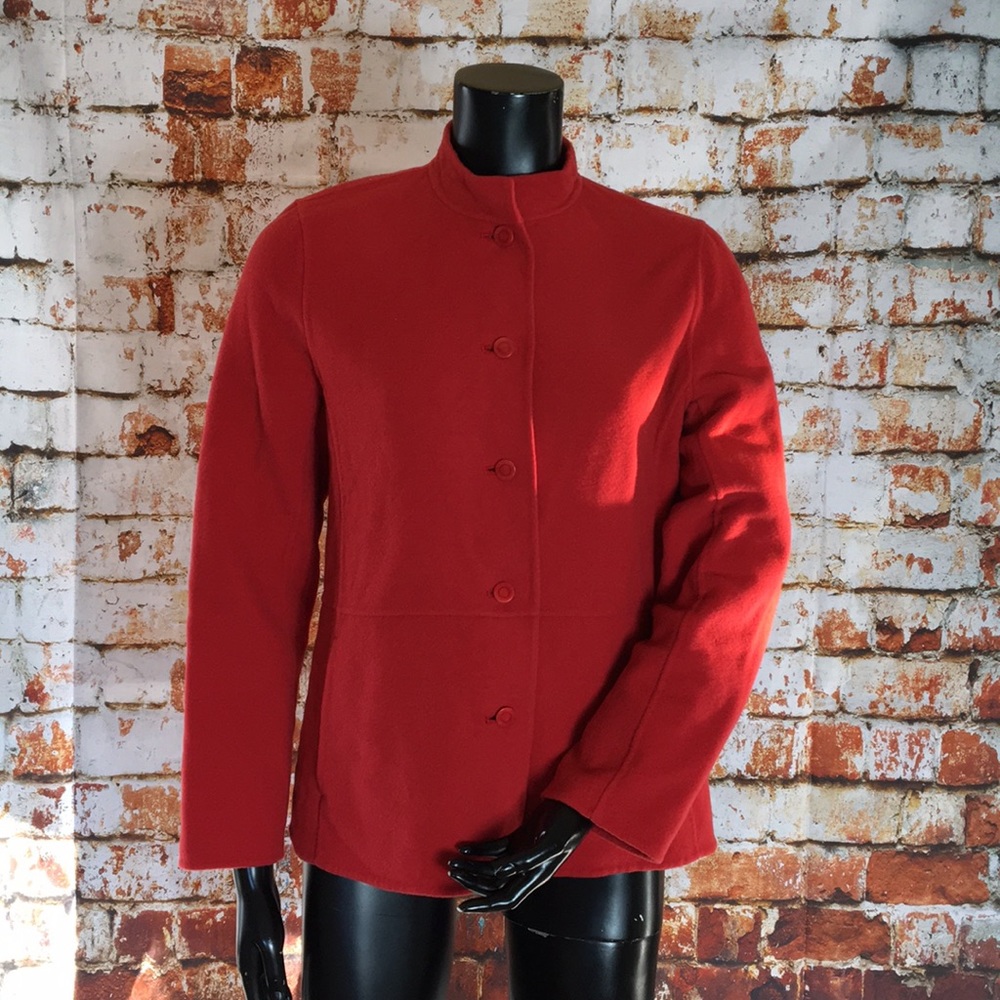 Eileen Fisher Red Button Up Jacket